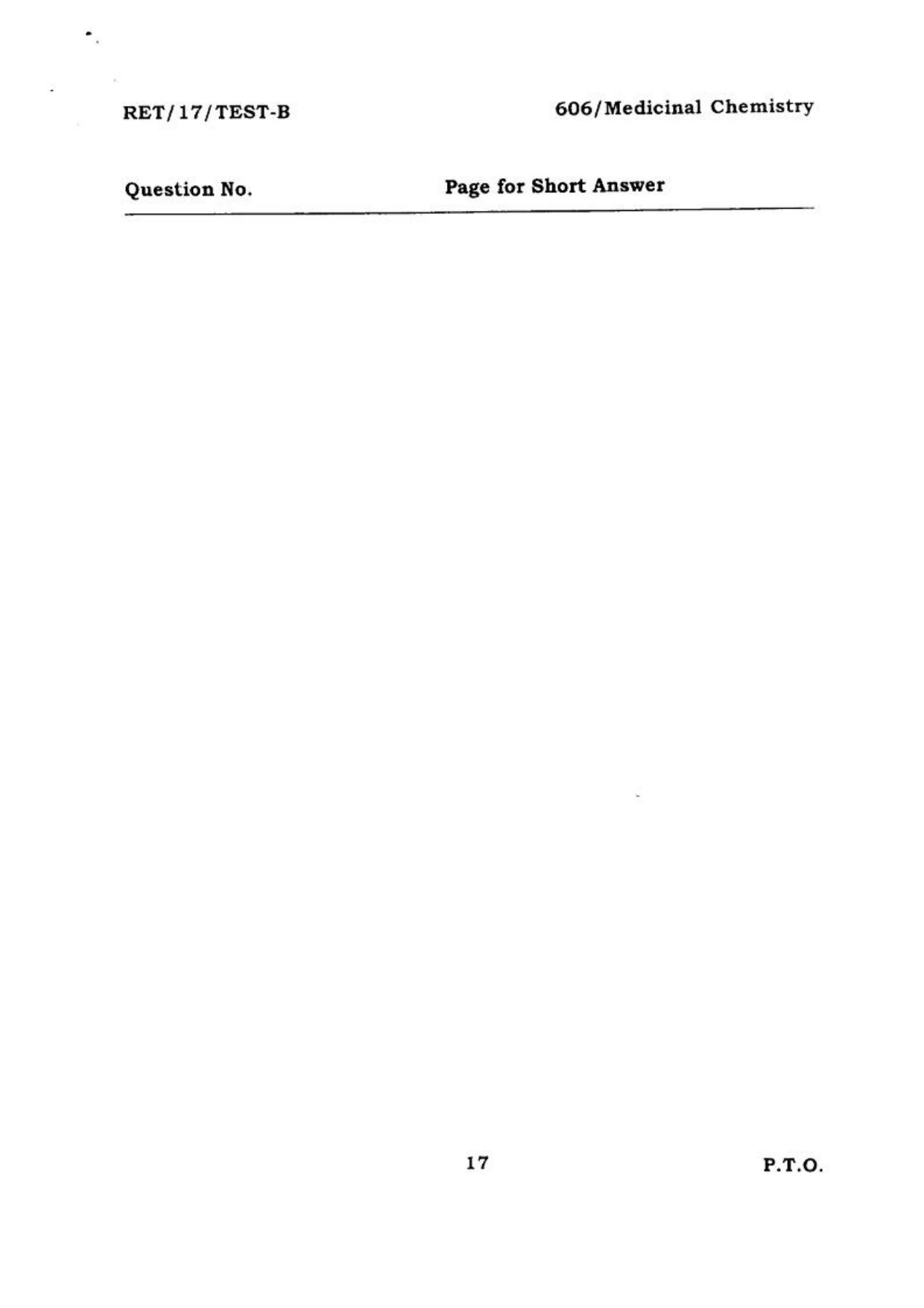 BHU RET MEDICINAL CHEMISTRY 2017 Question Paper - Page 18