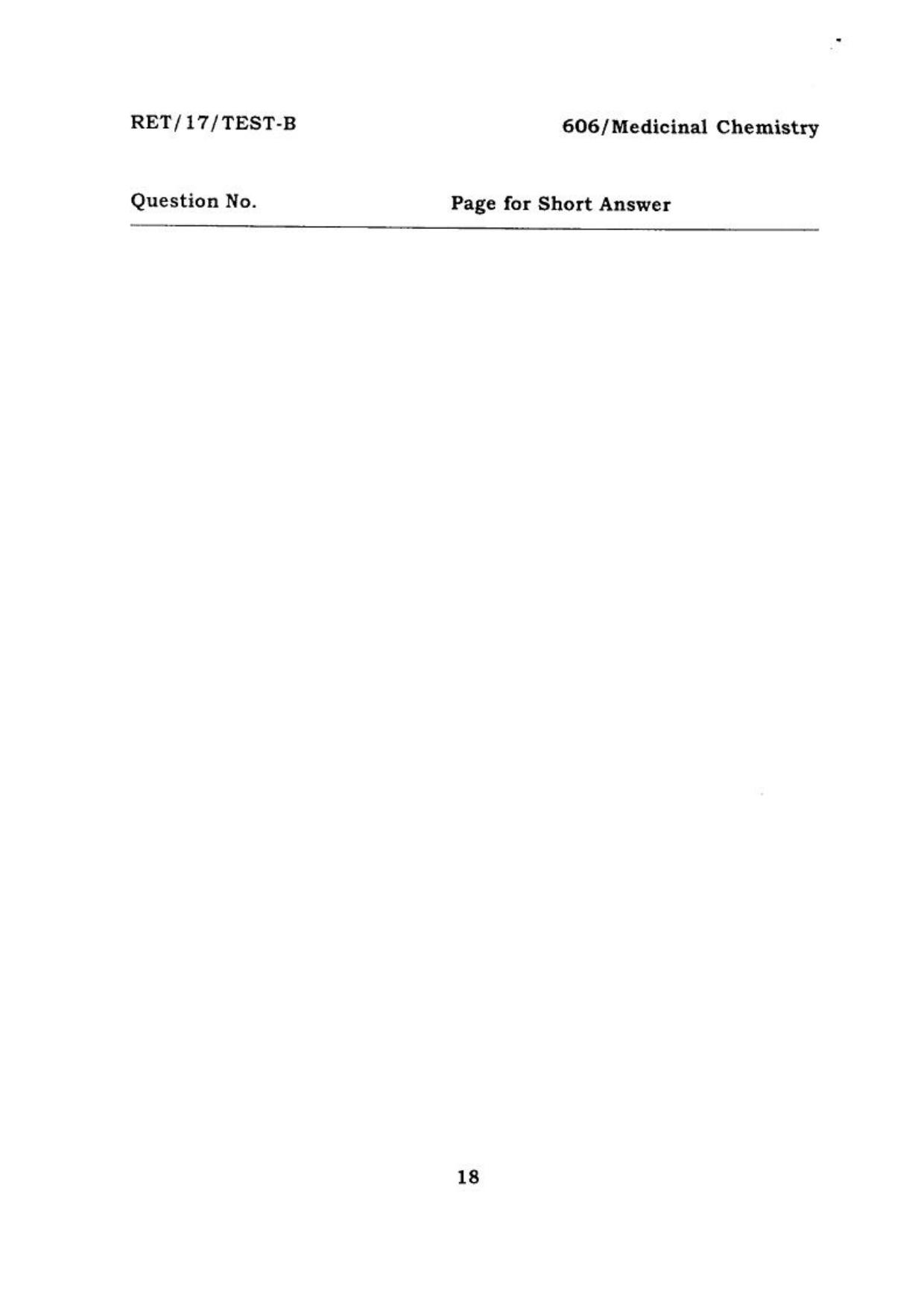 BHU RET MEDICINAL CHEMISTRY 2017 Question Paper - Page 19