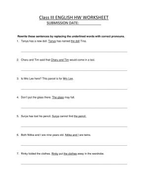 Worksheet for Class 3 English Rewrite Sentences Assignment