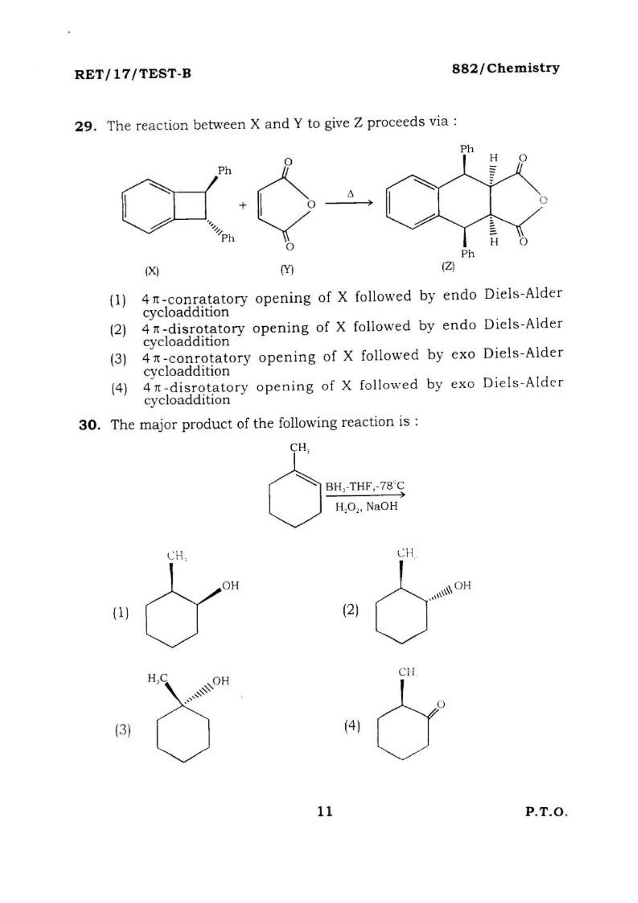 BHU RET CHEMISTRY 2017 Question Paper - Page 11
