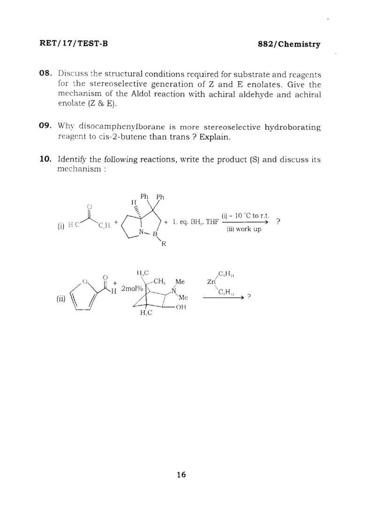 BHU RET CHEMISTRY 2017 Question Paper - Page 17
