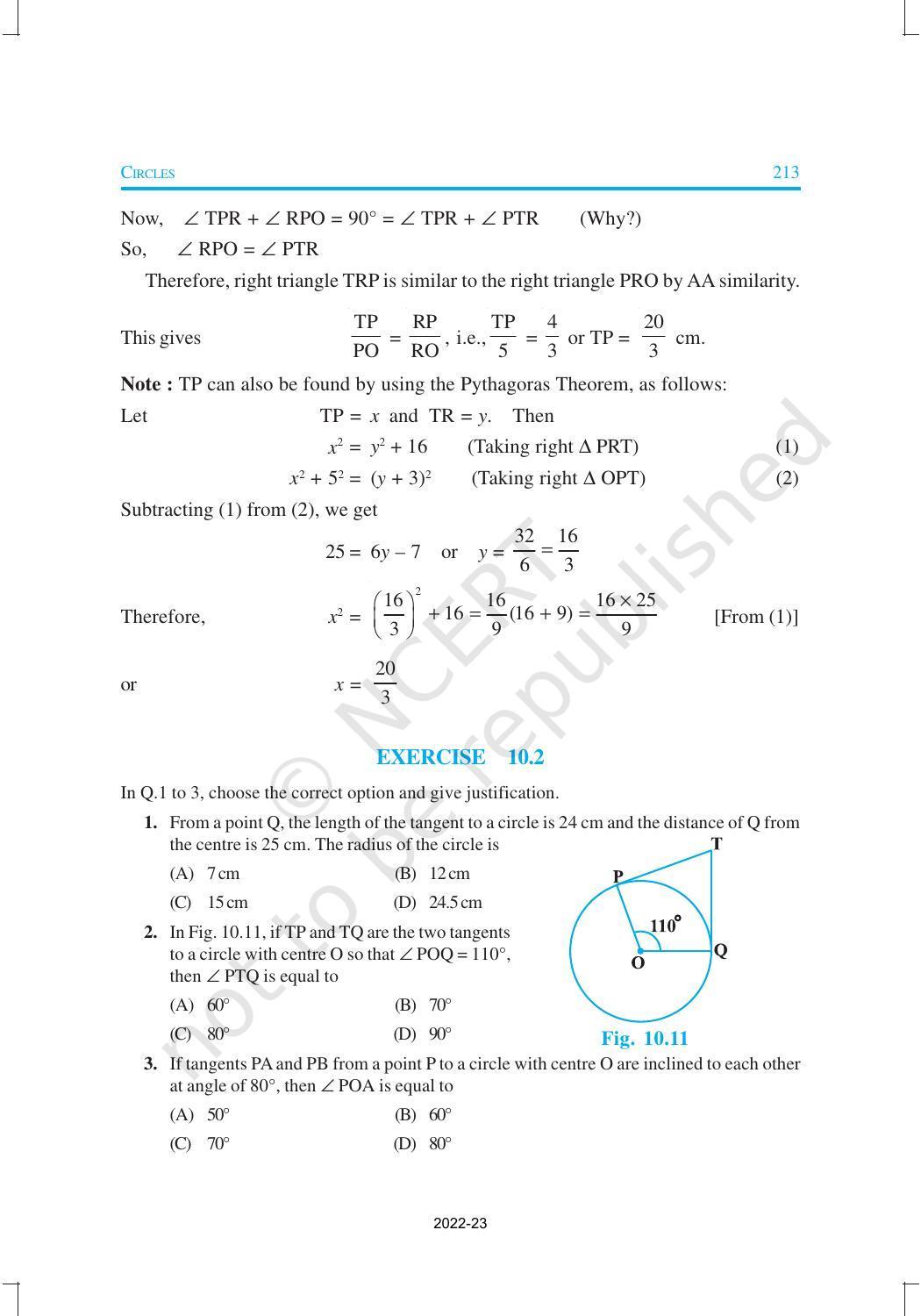 NCERT Book for Class 10 Maths Chapter 10 Circles - Page 8