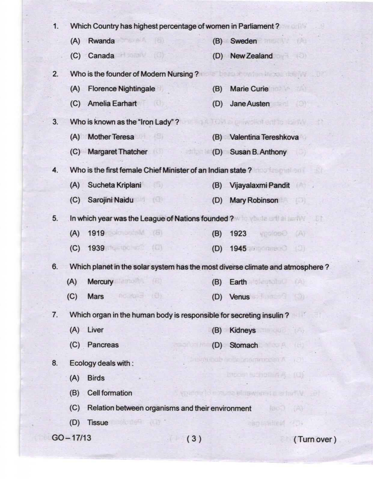 Odisha CPET 2024 WOMEN-GENDER STUDIES Question Papers - Page 3