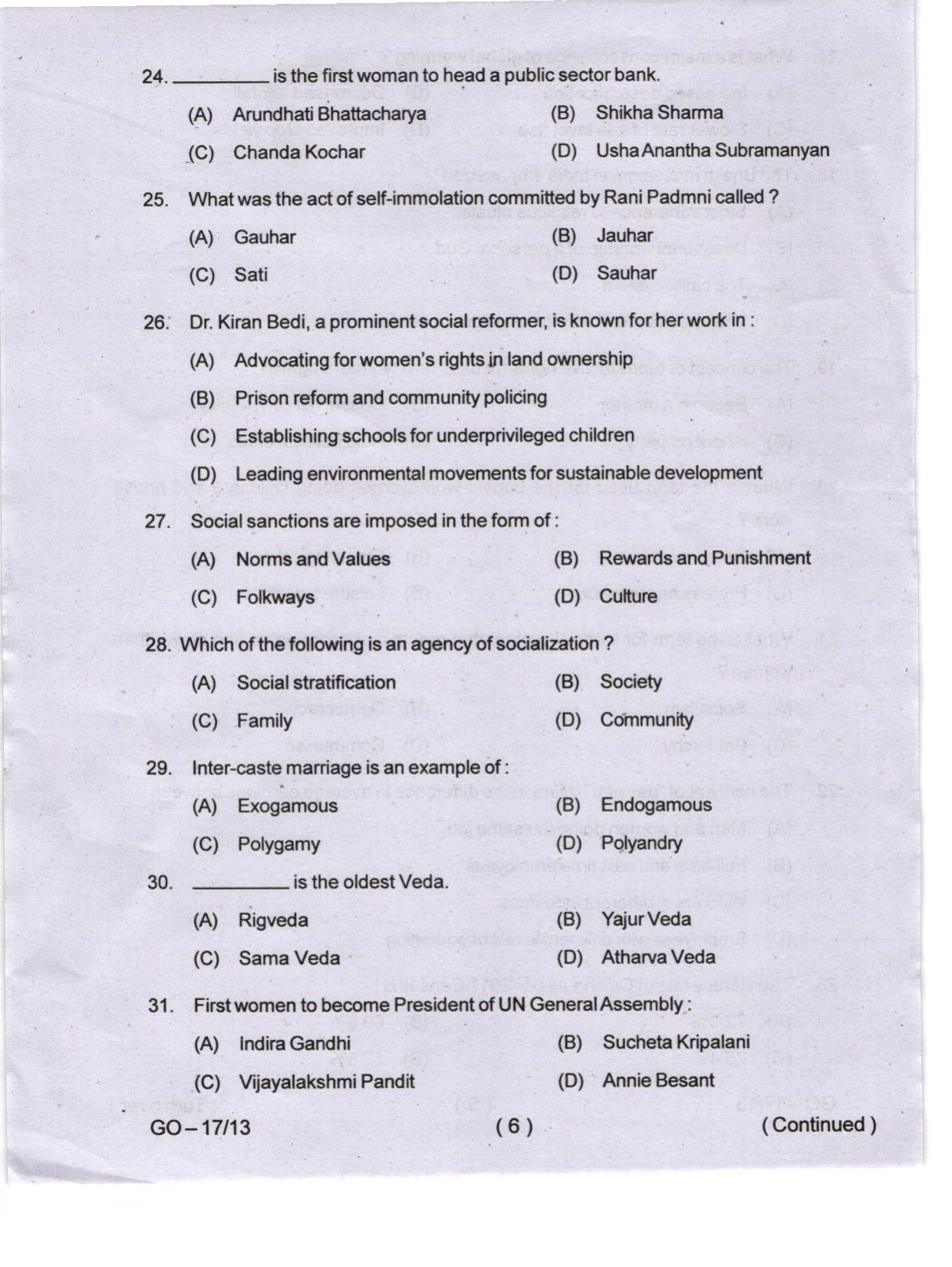Odisha CPET 2024 WOMEN-GENDER STUDIES Question Papers - Page 6