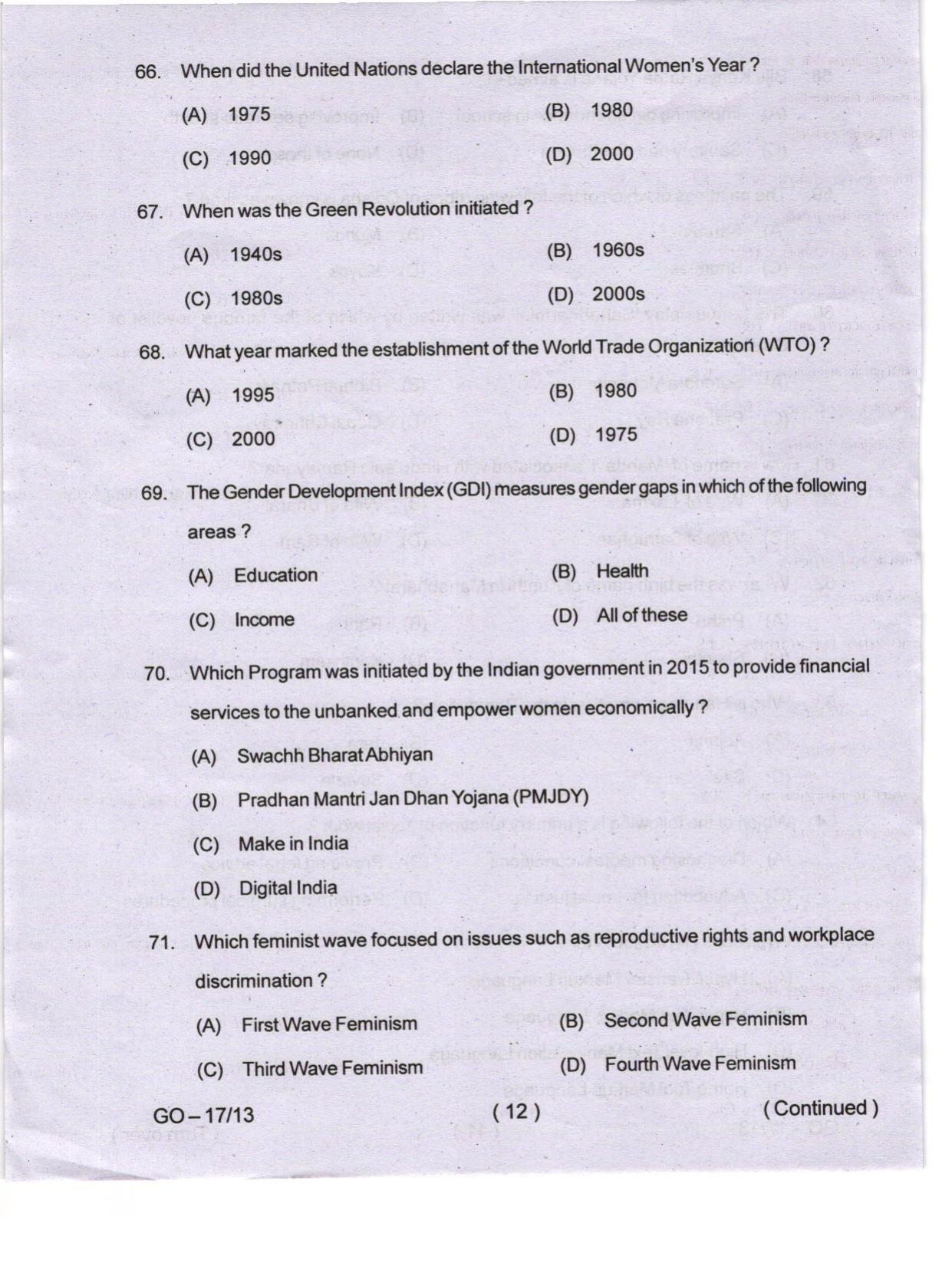 Odisha CPET 2024 WOMEN-GENDER STUDIES Question Papers - Page 12