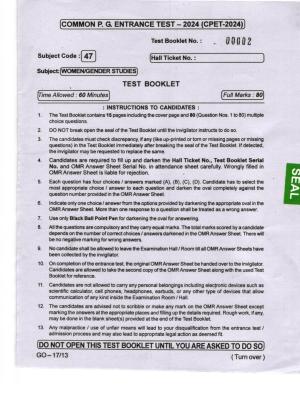 Odisha CPET 2024 WOMEN-GENDER STUDIES Question Papers