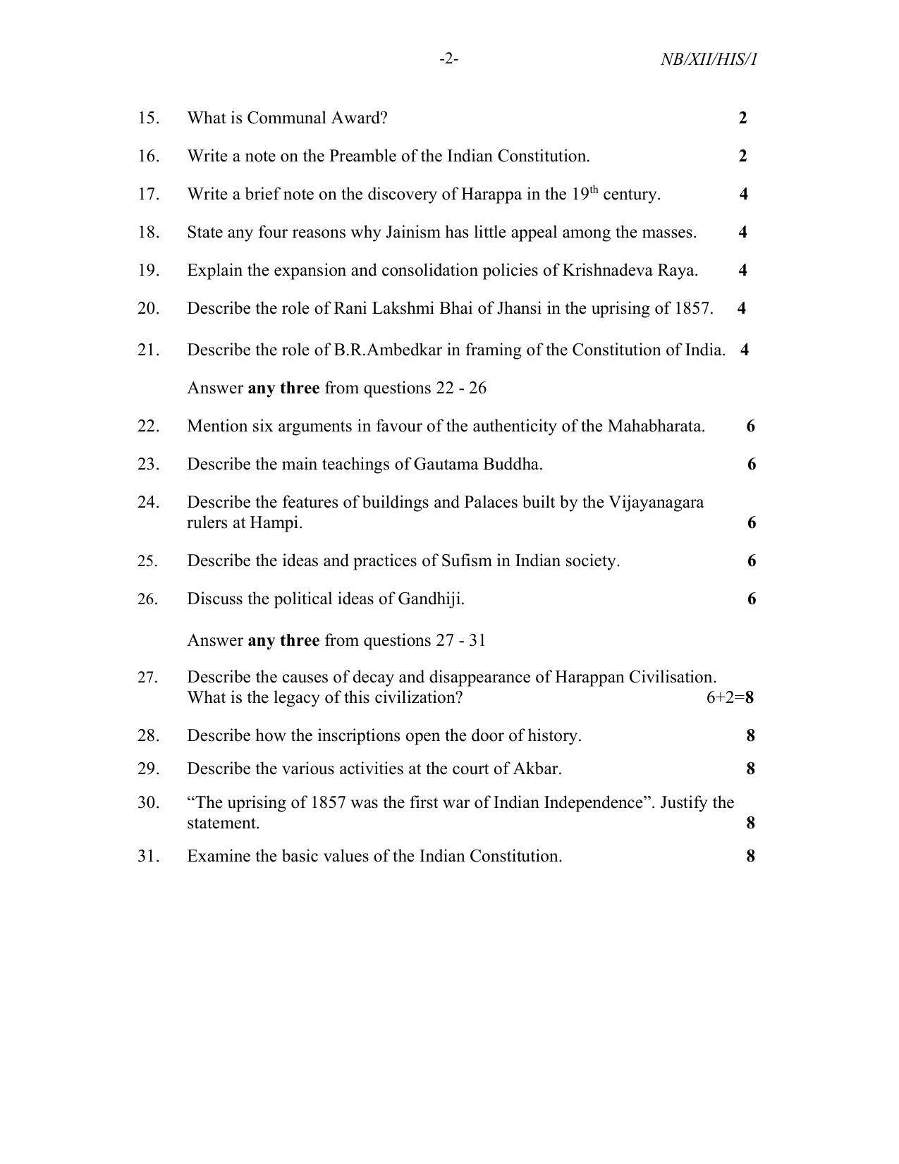 Nagaland Board Class 12 History 2021 Question Paper - Page 2