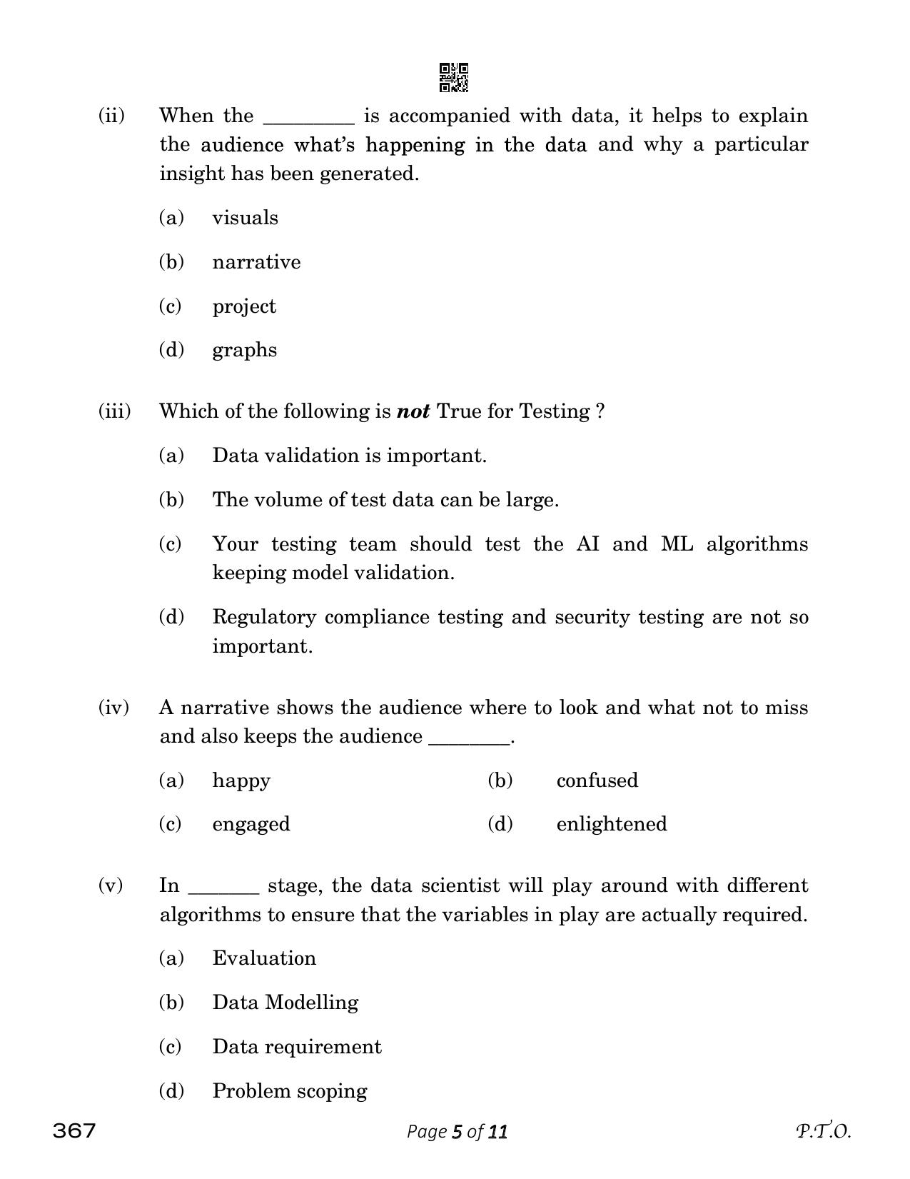CBSE Class 12 Artificial Intelligence (Compartment) 2023 Question Paper - Page 5