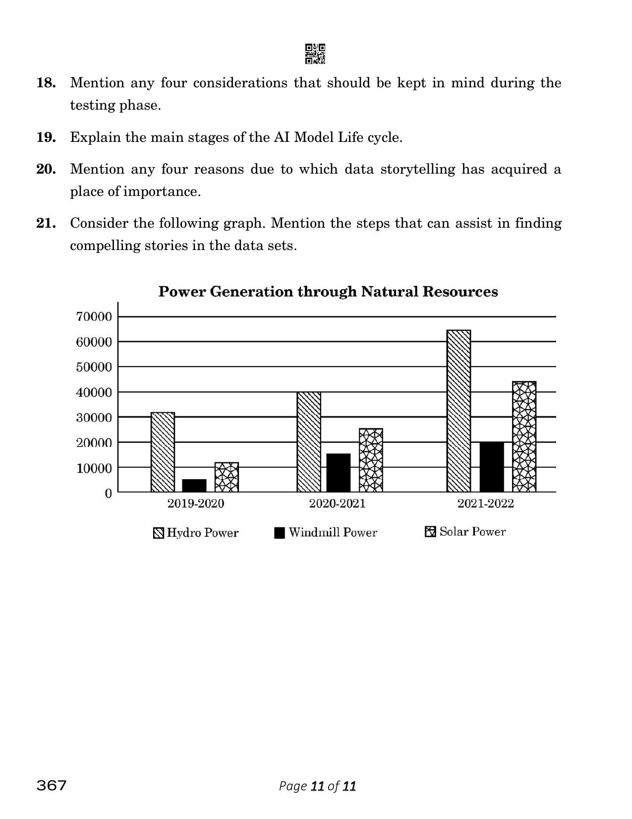 CBSE Class 12 Artificial Intelligence (Compartment) 2023 Question Paper - Page 11