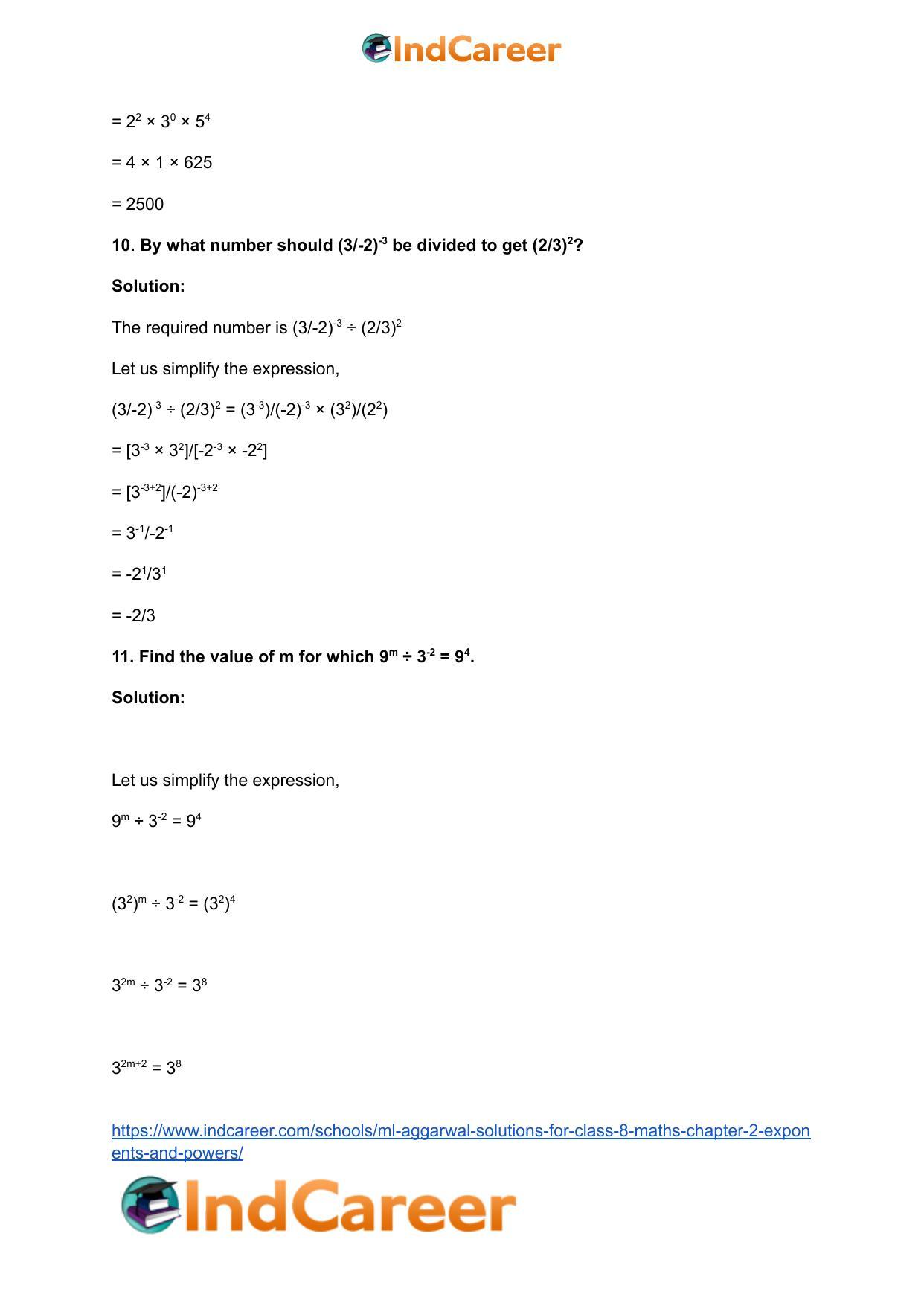 ML Aggarwal Solutions for Class 8 Maths Chapter 2- Exponents and Powers - Page 12