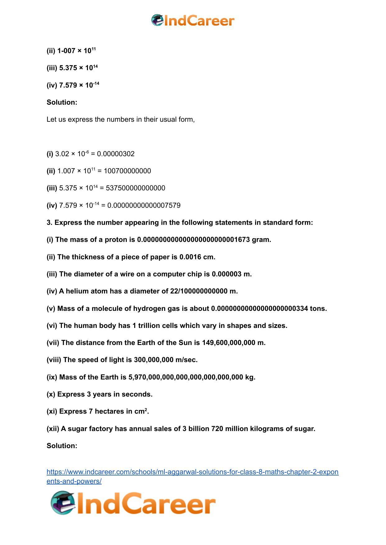 ML Aggarwal Solutions for Class 8 Maths Chapter 2- Exponents and Powers - Page 16