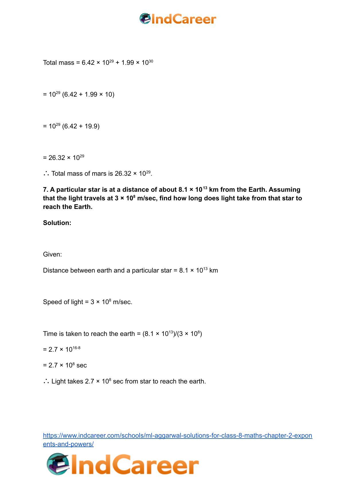 ML Aggarwal Solutions for Class 8 Maths Chapter 2- Exponents and Powers - Page 21