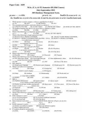 Hemchand North Gujarat University Sample Paper July-Sept 2021: M.Sc. (C.A. & IT) Semester-III  305 Database Management System(Old Course)