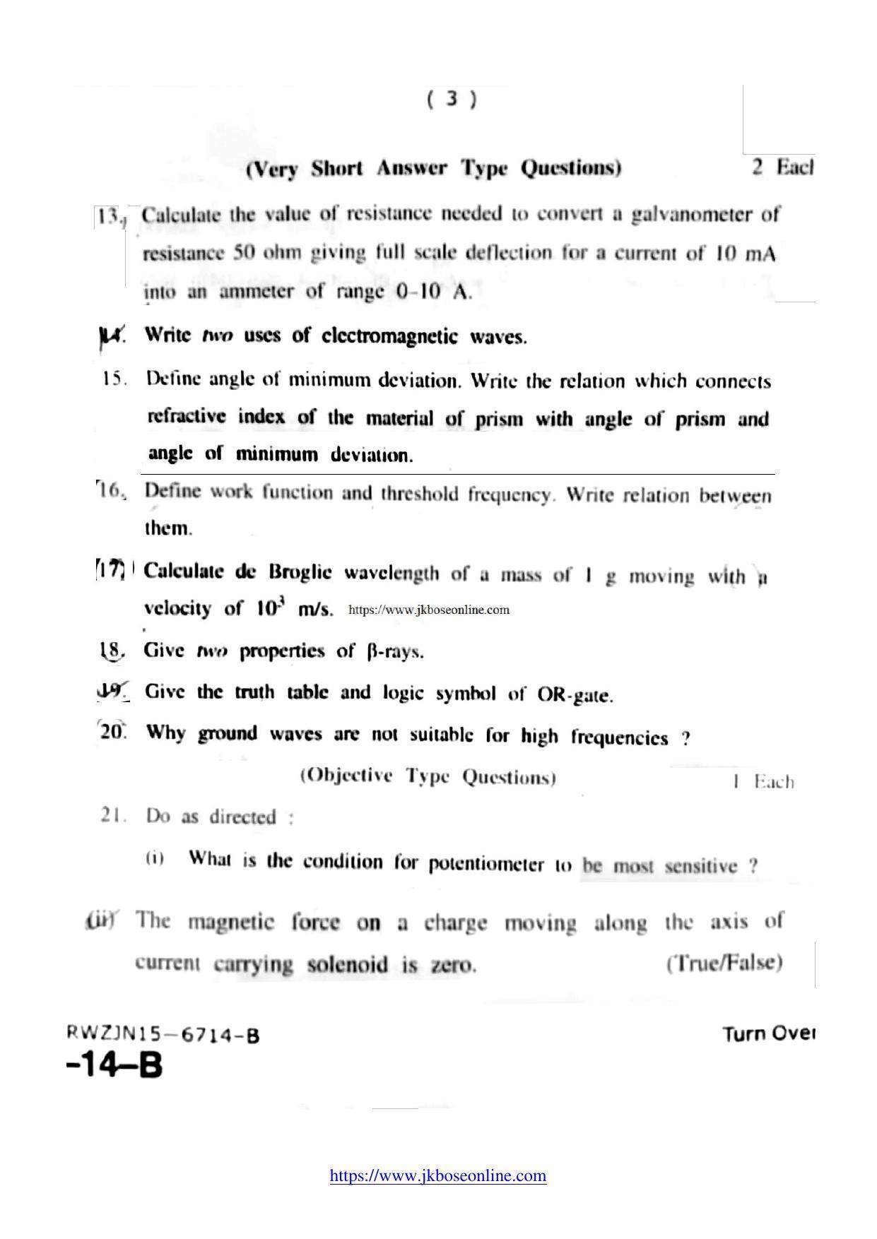 JKBOSE Class 12 Physics Question Papers 2015 (6714-B) - Page 3