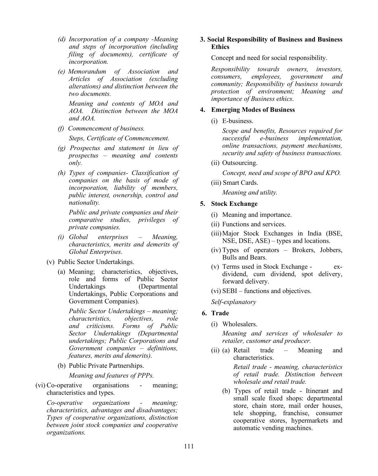 ISC Class XI & XII Commerce Syllabus - Page 2