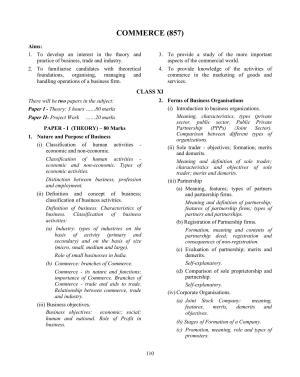 ISC Class XI & XII Commerce Syllabus
