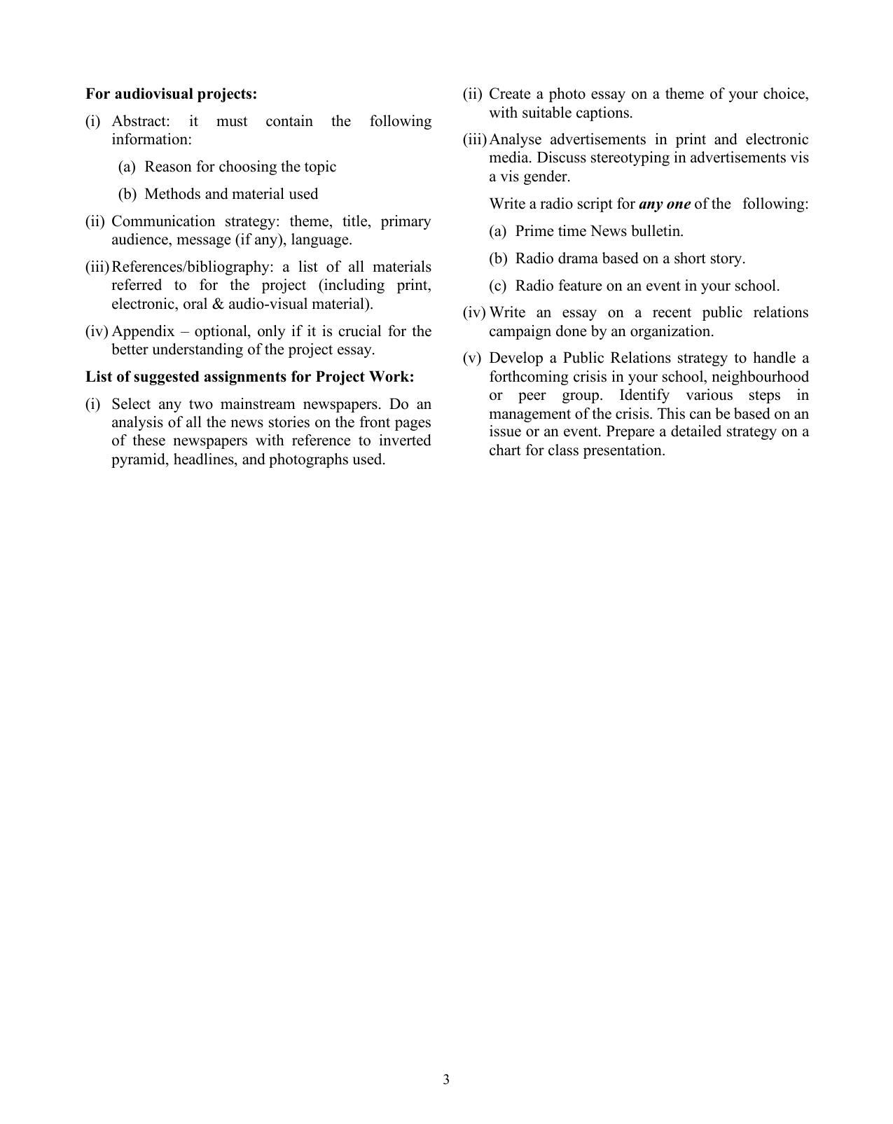 ISC Class XI & XII Mass Media & Communication 2025 Syllabus - Page 3