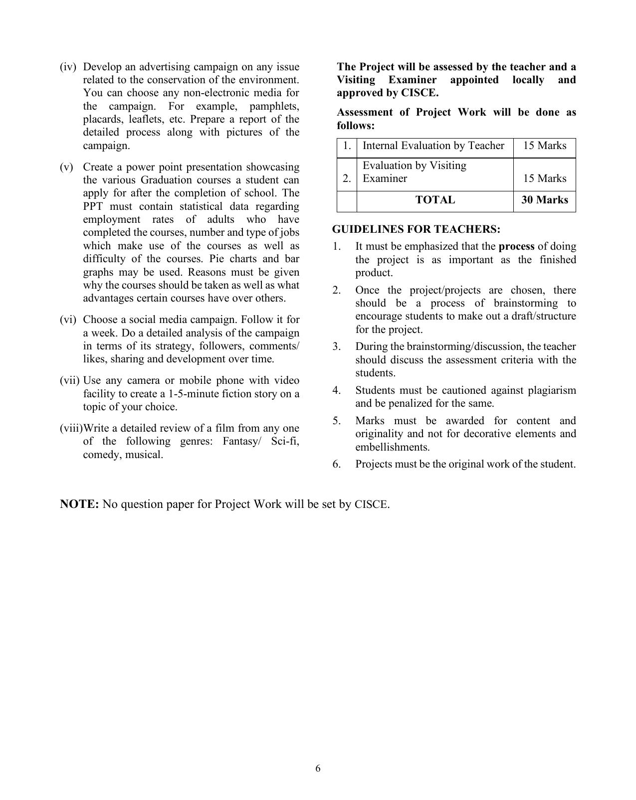 ISC Class XI & XII Mass Media & Communication 2025 Syllabus - Page 6