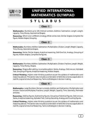 Unified International Mathematics Olympiad (UIMO) Syllabus
