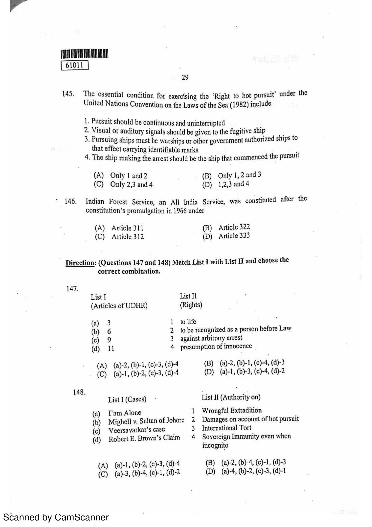 CUSAT CAT 2011 LLM Question Paper - Page 30