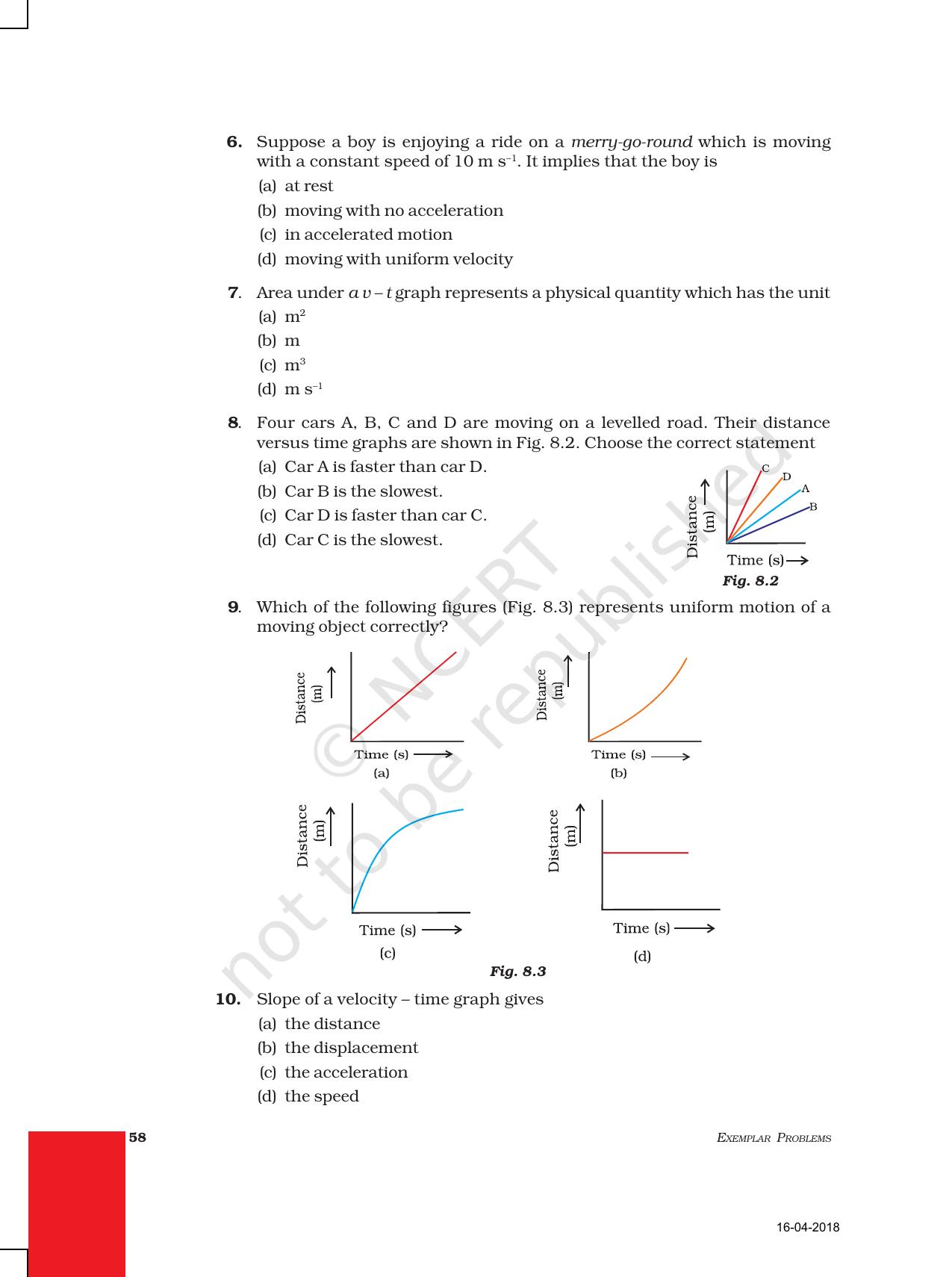 NCERT Exemplar Book for Class 9 Science: Chapter 8 Motion - Page 2