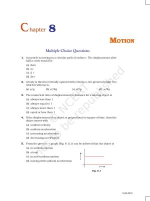NCERT Exemplar Book for Class 9 Science: Chapter 8 Motion