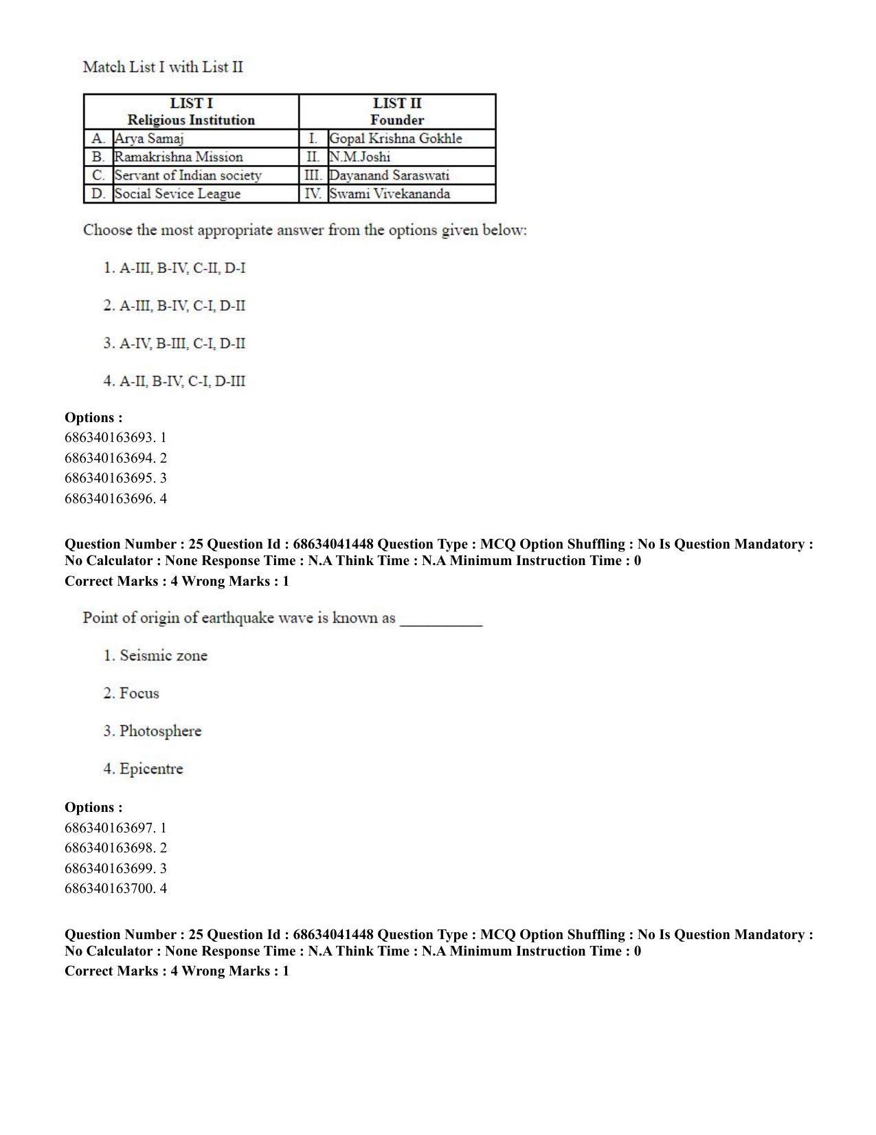 CUET PG 2023: HUQP05 – Dance (Eng) - Shift 3 (30-06-2023) Question Paper - Page 25