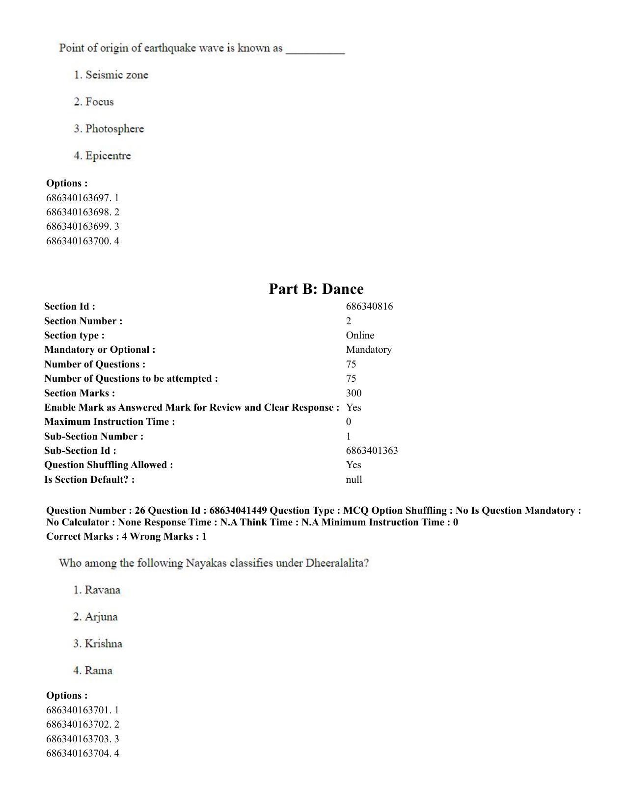CUET PG 2023: HUQP05 – Dance (Eng) - Shift 3 (30-06-2023) Question Paper - Page 26