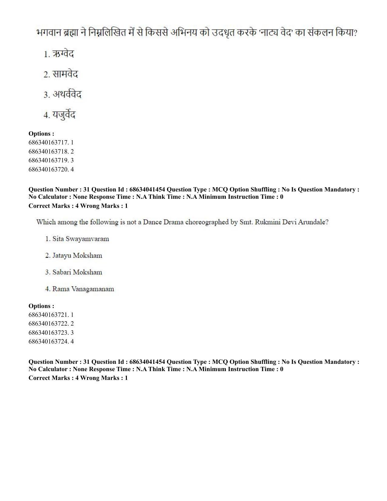 CUET PG 2023: HUQP05 – Dance (Eng) - Shift 3 (30-06-2023) Question Paper - Page 31