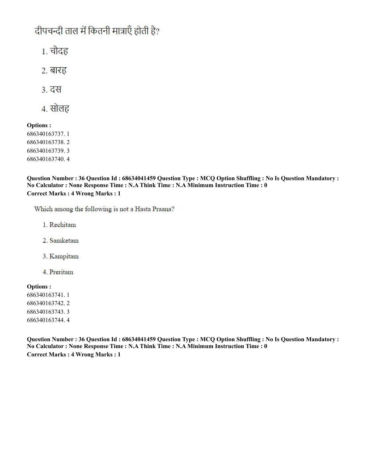 CUET PG 2023: HUQP05 – Dance (Eng) - Shift 3 (30-06-2023) Question Paper - Page 36