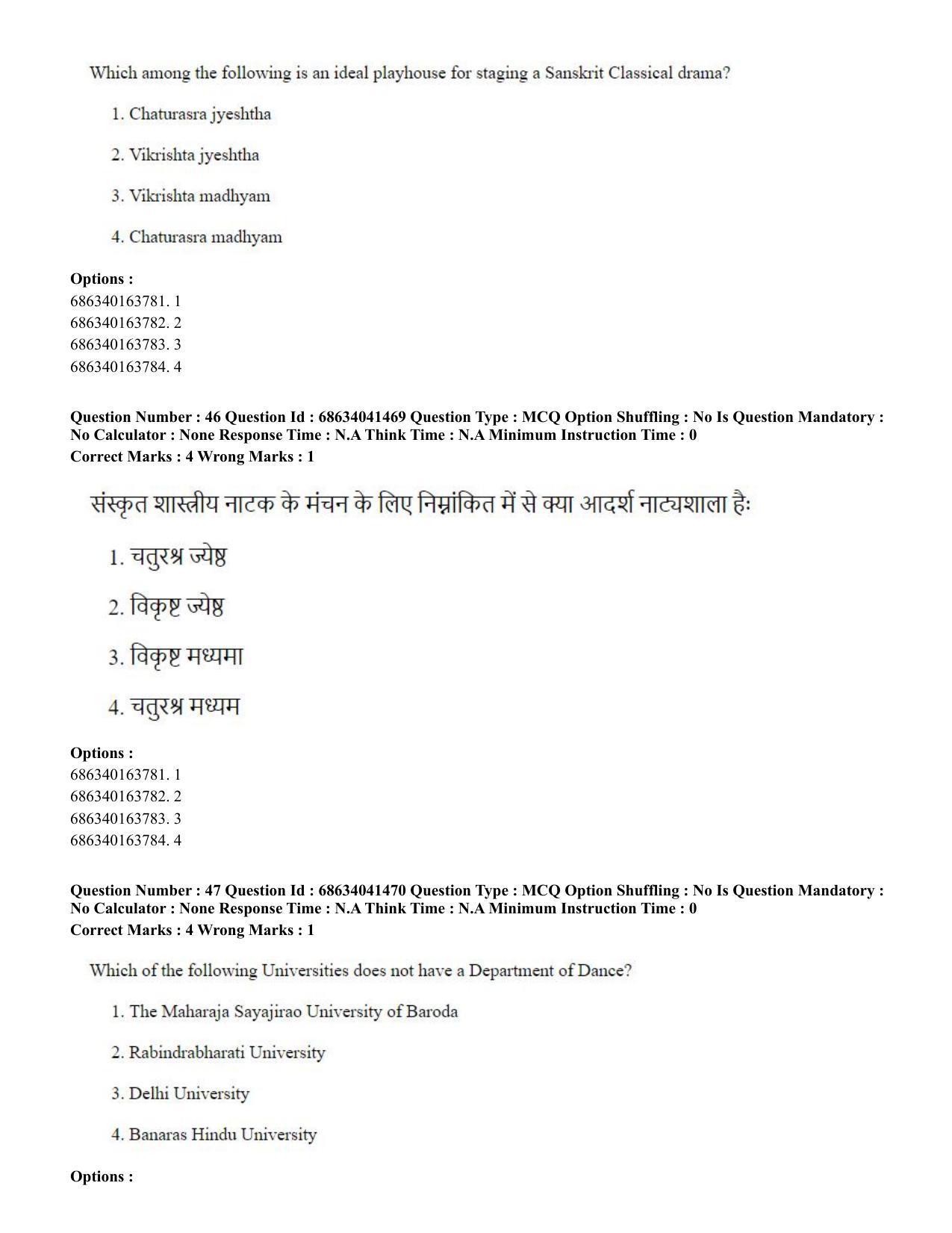 CUET PG 2023: HUQP05 – Dance (Eng) - Shift 3 (30-06-2023) Question Paper - Page 46