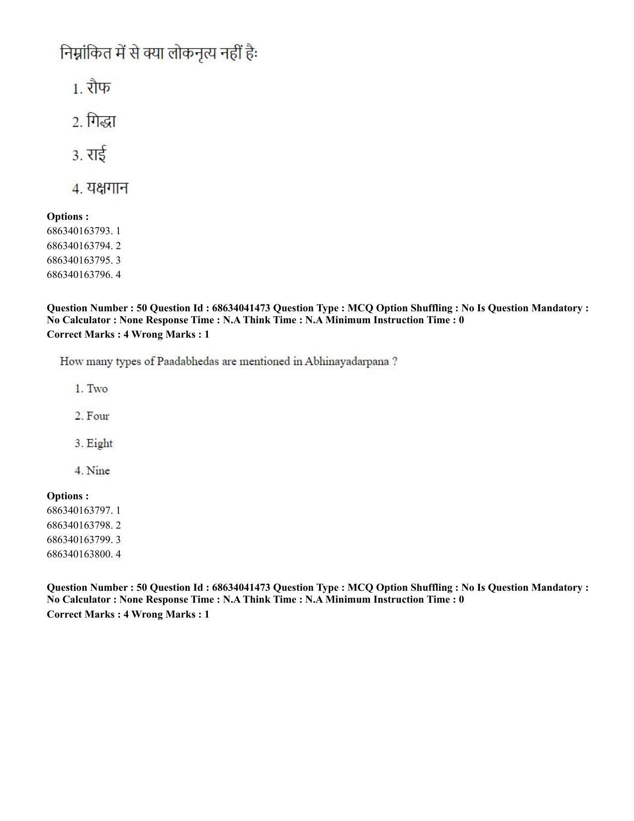 CUET PG 2023: HUQP05 – Dance (Eng) - Shift 3 (30-06-2023) Question Paper - Page 49