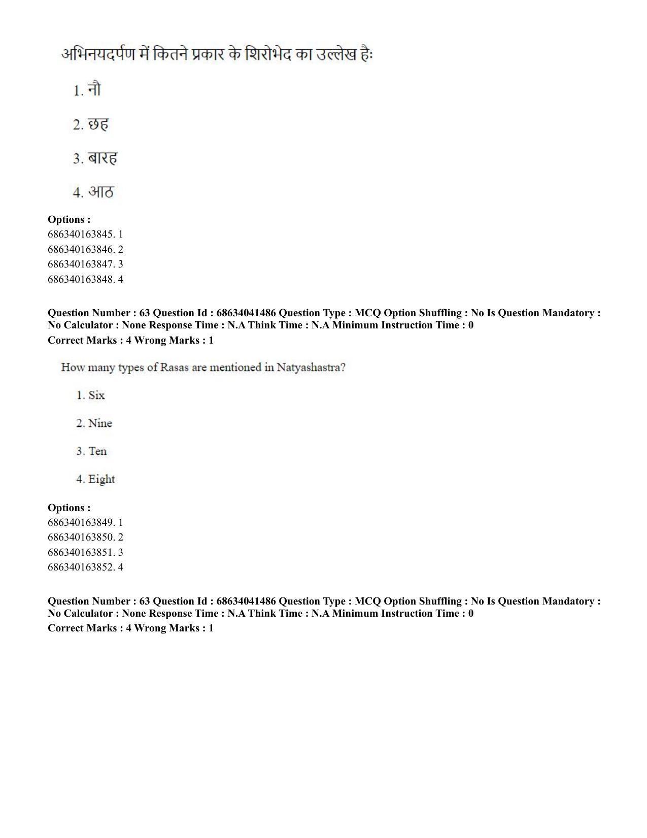 CUET PG 2023: HUQP05 – Dance (Eng) - Shift 3 (30-06-2023) Question Paper - Page 62