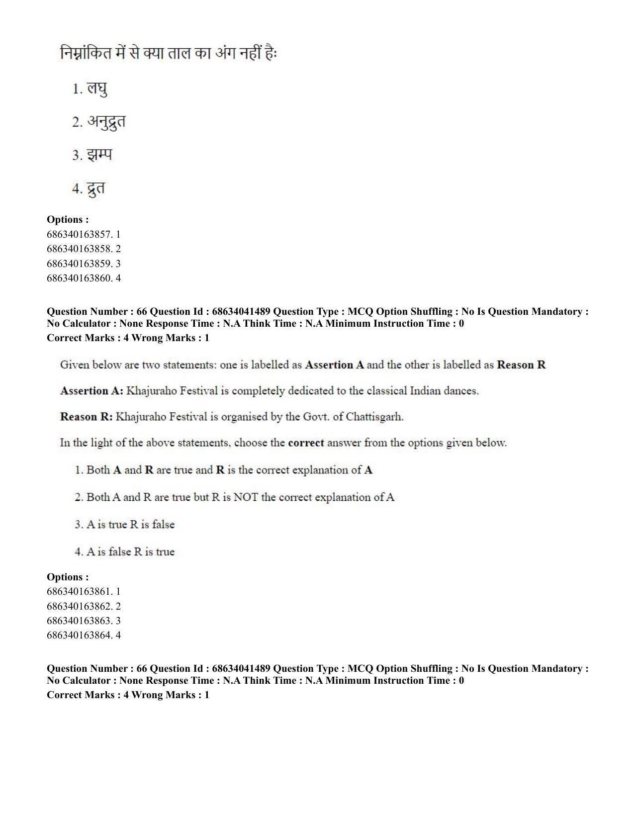 CUET PG 2023: HUQP05 – Dance (Eng) - Shift 3 (30-06-2023) Question Paper - Page 65