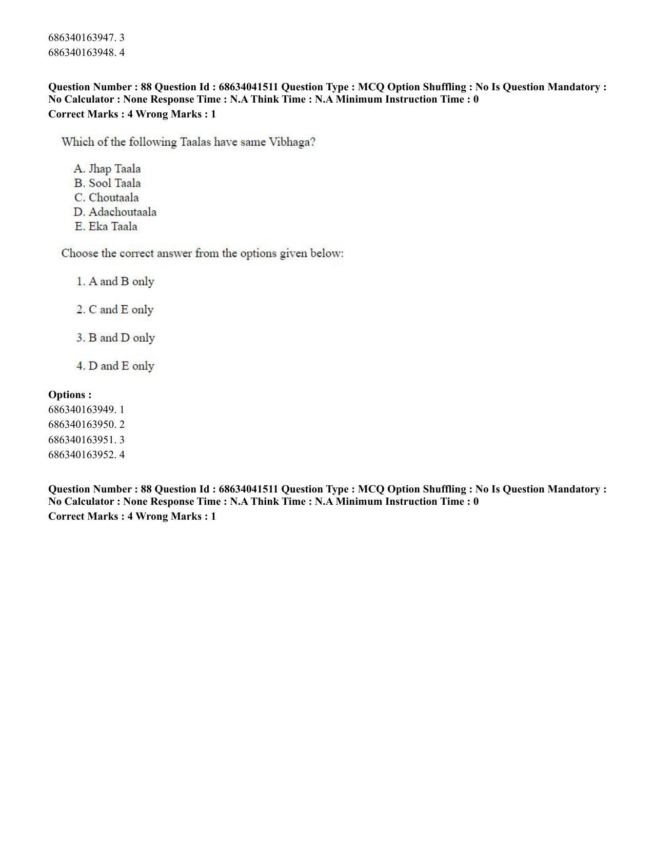 CUET PG 2023: HUQP05 – Dance (Eng) - Shift 3 (30-06-2023) Question Paper - Page 91