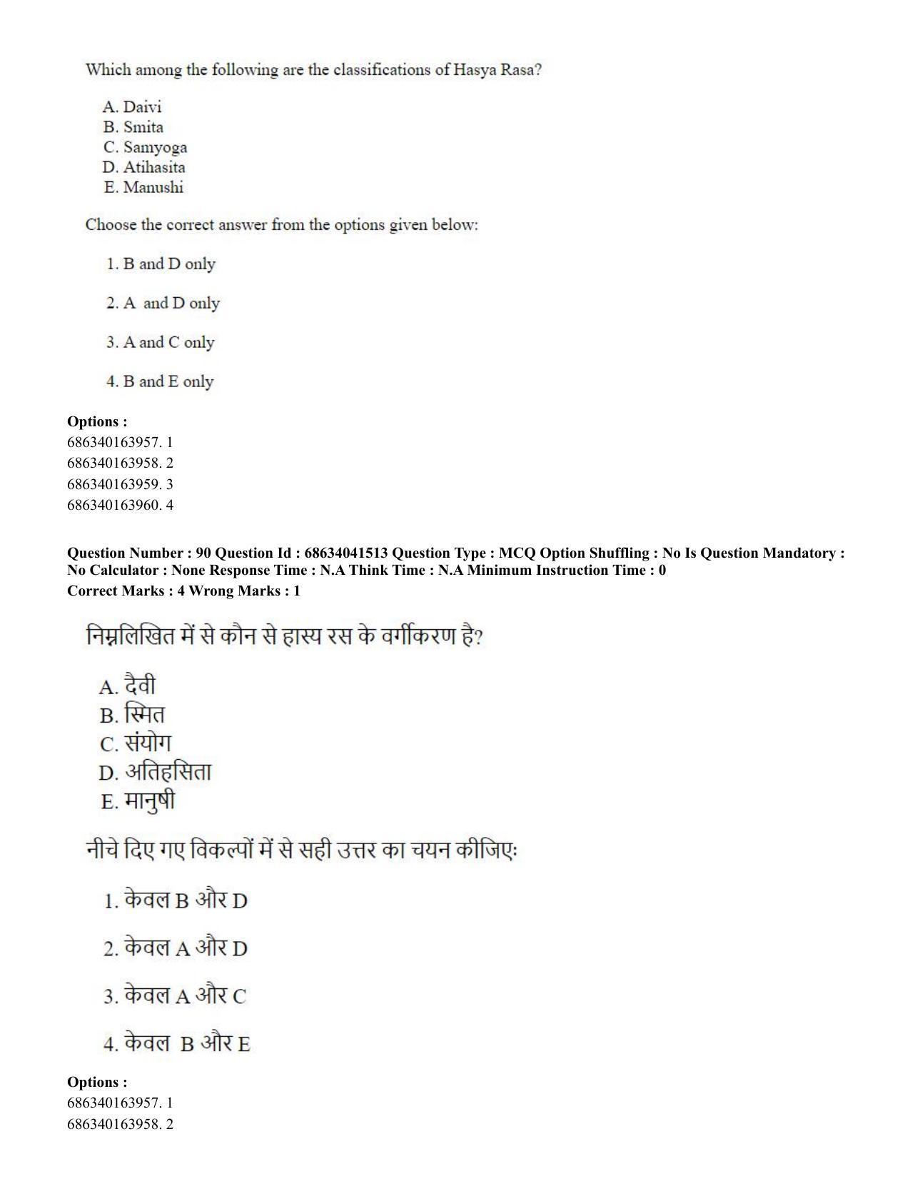 CUET PG 2023: HUQP05 – Dance (Eng) - Shift 3 (30-06-2023) Question Paper - Page 94