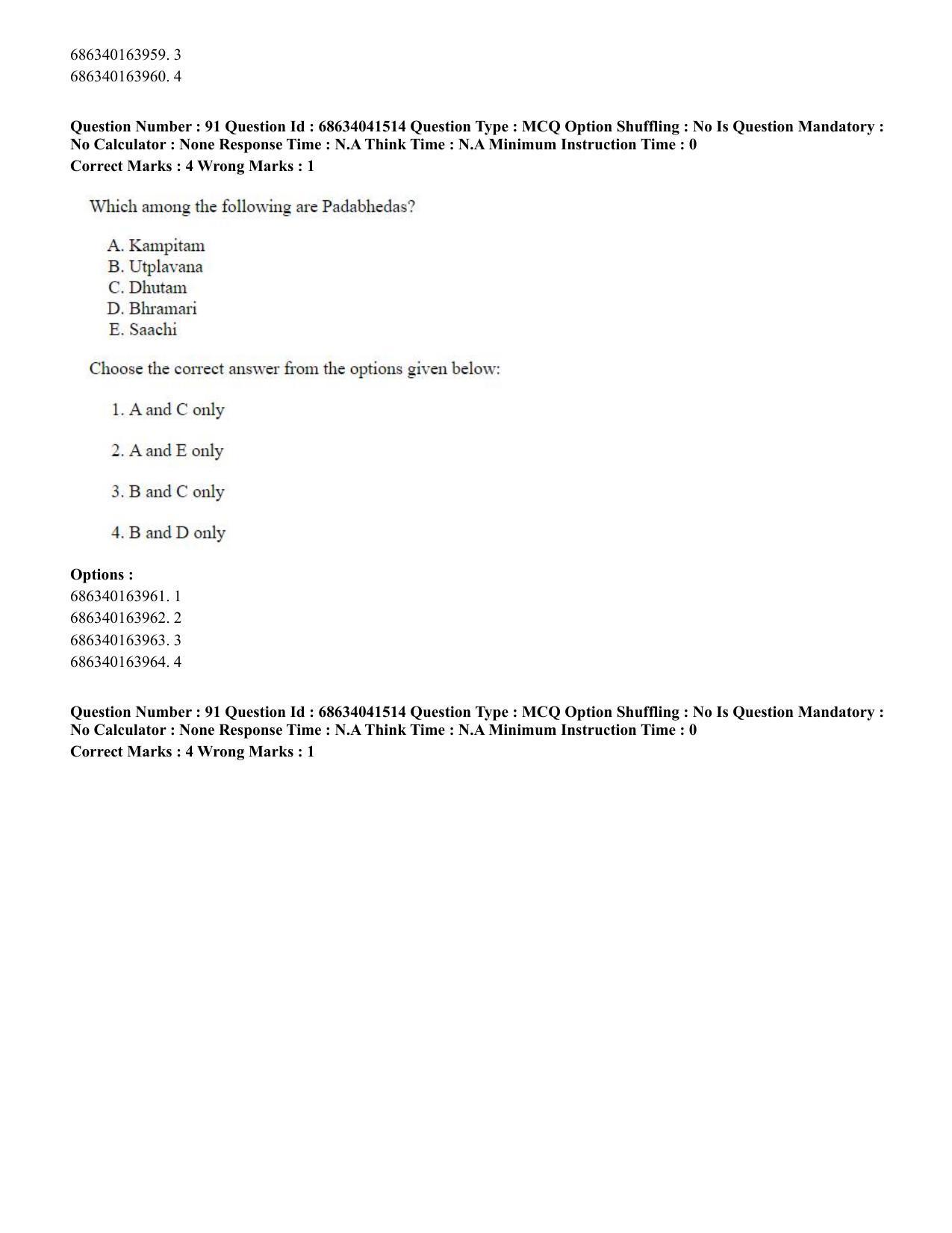 CUET PG 2023: HUQP05 – Dance (Eng) - Shift 3 (30-06-2023) Question Paper - Page 95