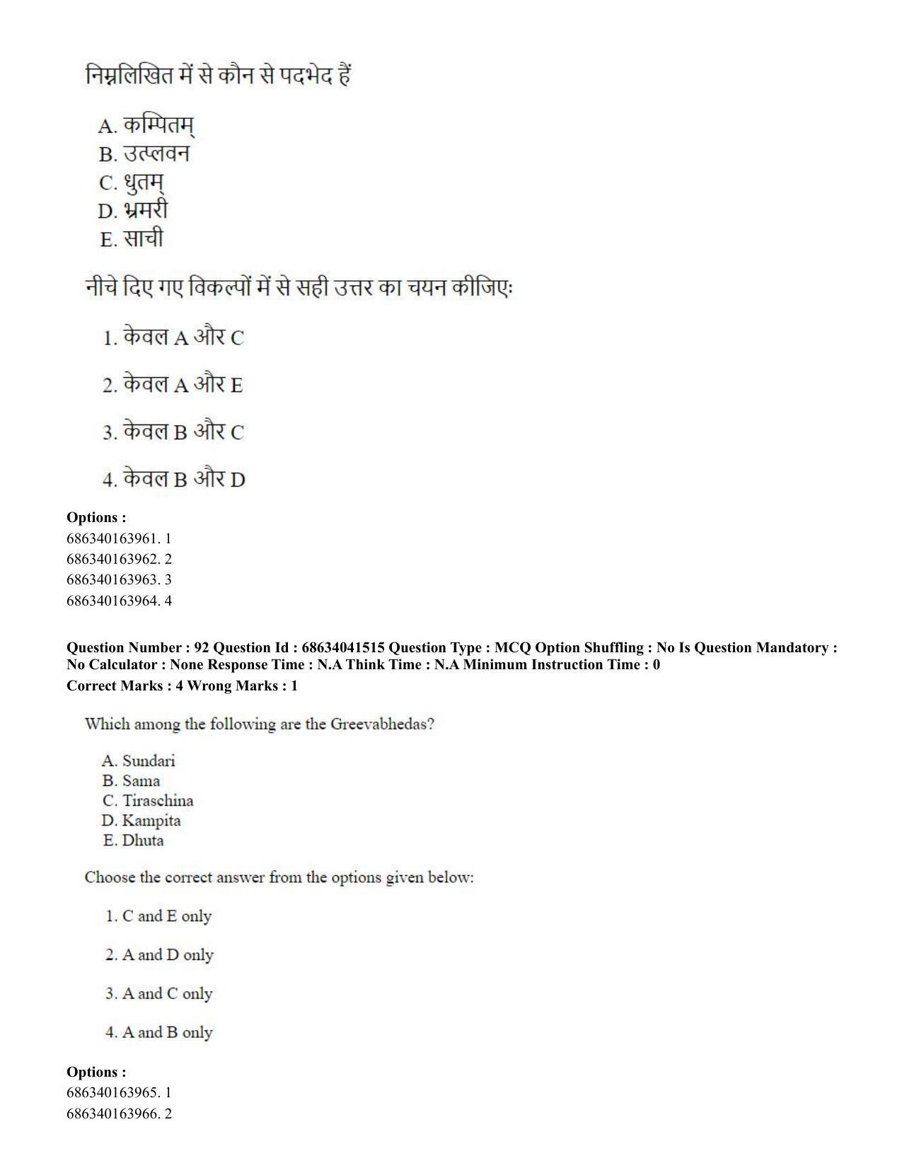 CUET PG 2023: HUQP05 – Dance (Eng) - Shift 3 (30-06-2023) Question Paper - Page 96