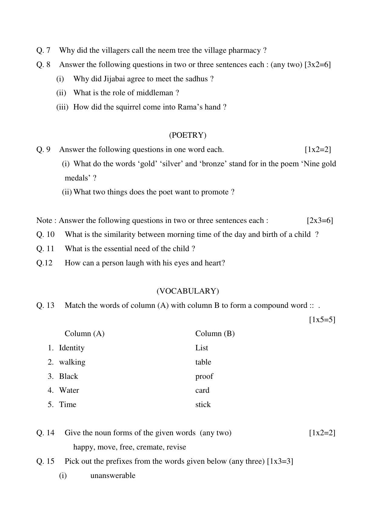 CGSOS Class 10 English Paper III Model Paper - Page 2