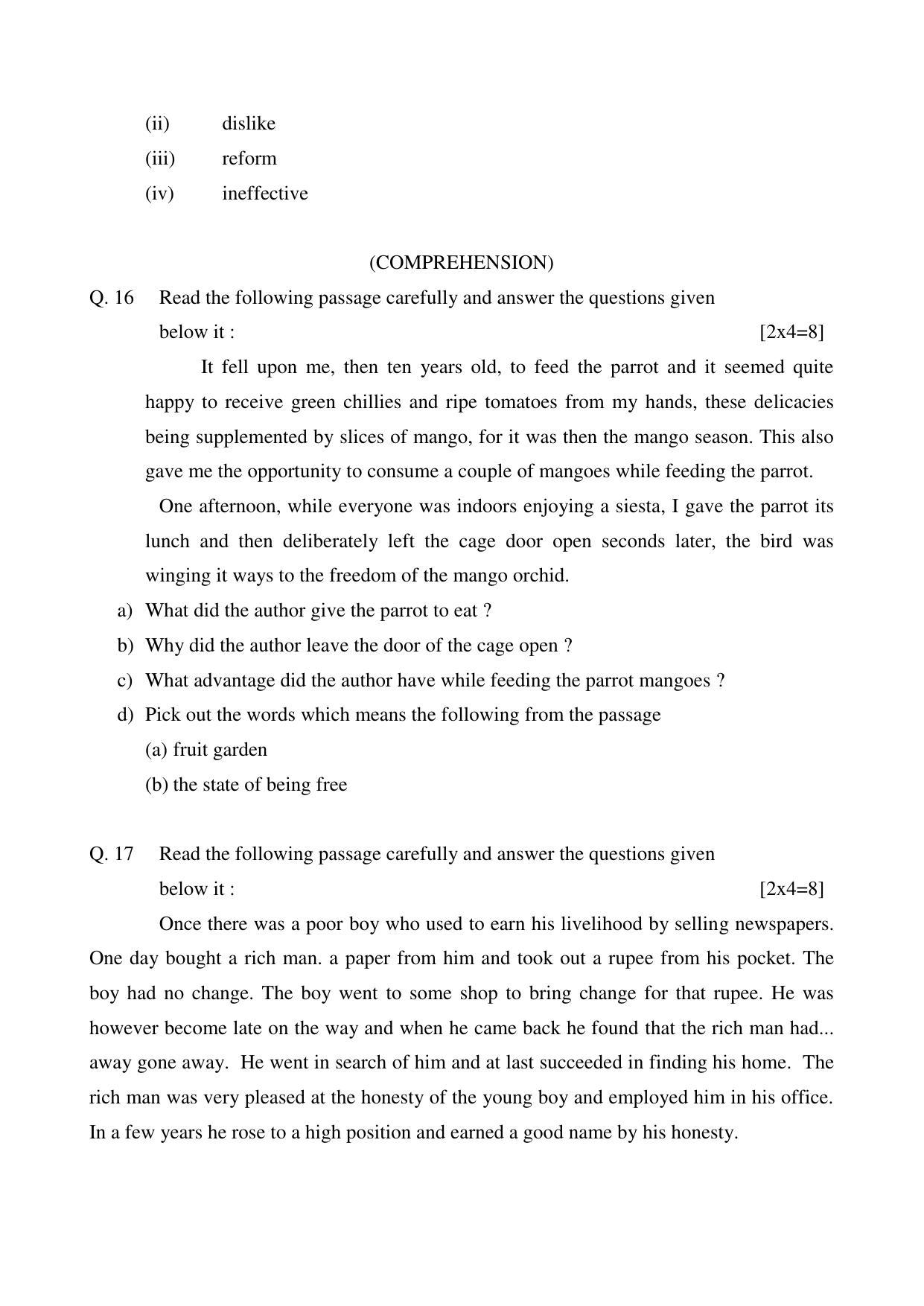 CGSOS Class 10 English Paper III Model Paper - Page 3