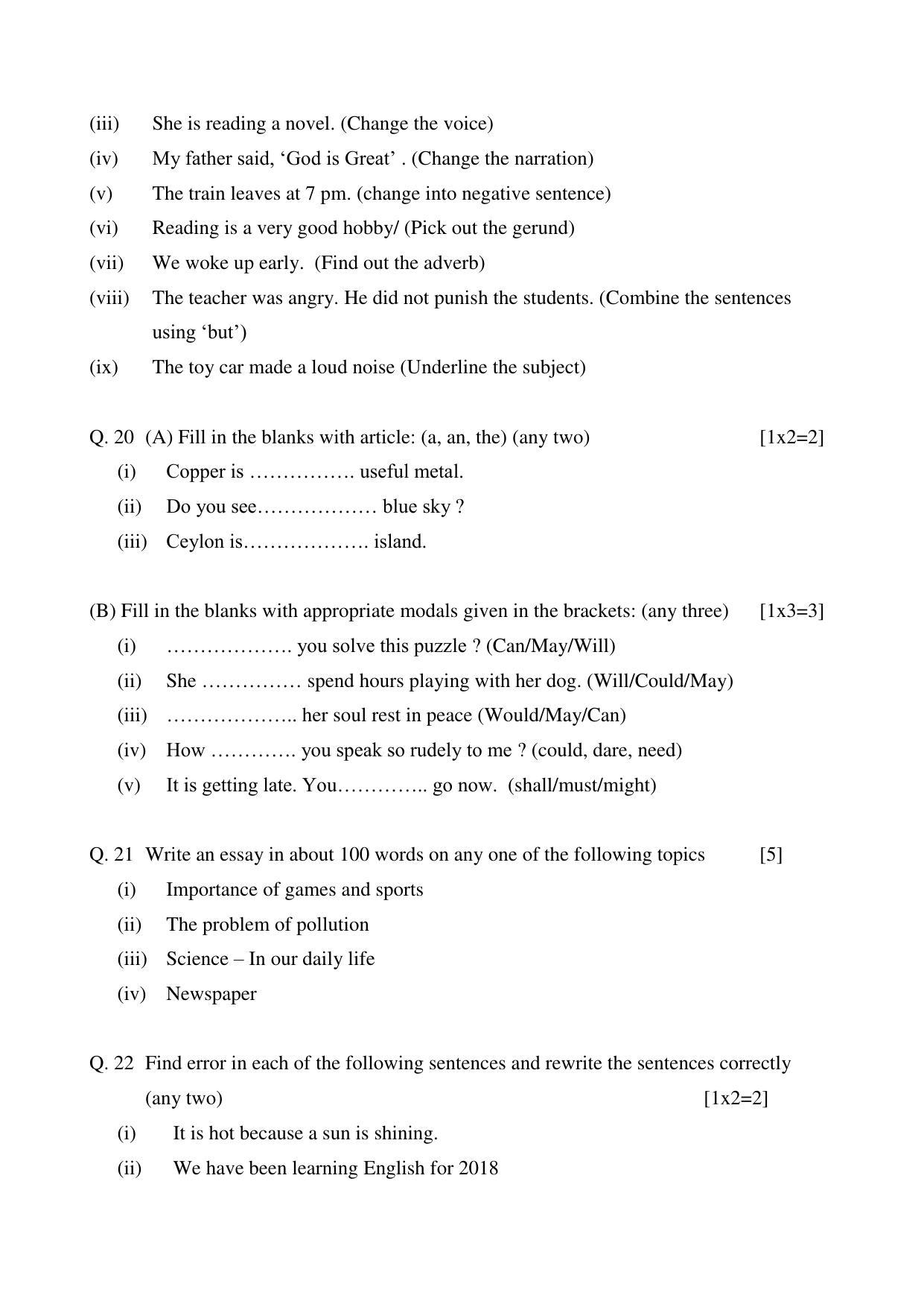 CGSOS Class 10 English Paper III Model Paper - Page 5