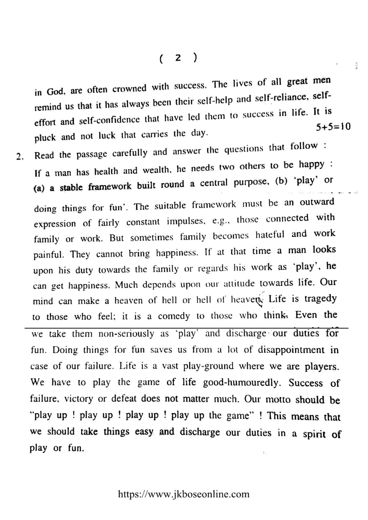 JKBOSE Class 12 English 5000-A Question Papers 2021 - Page 2