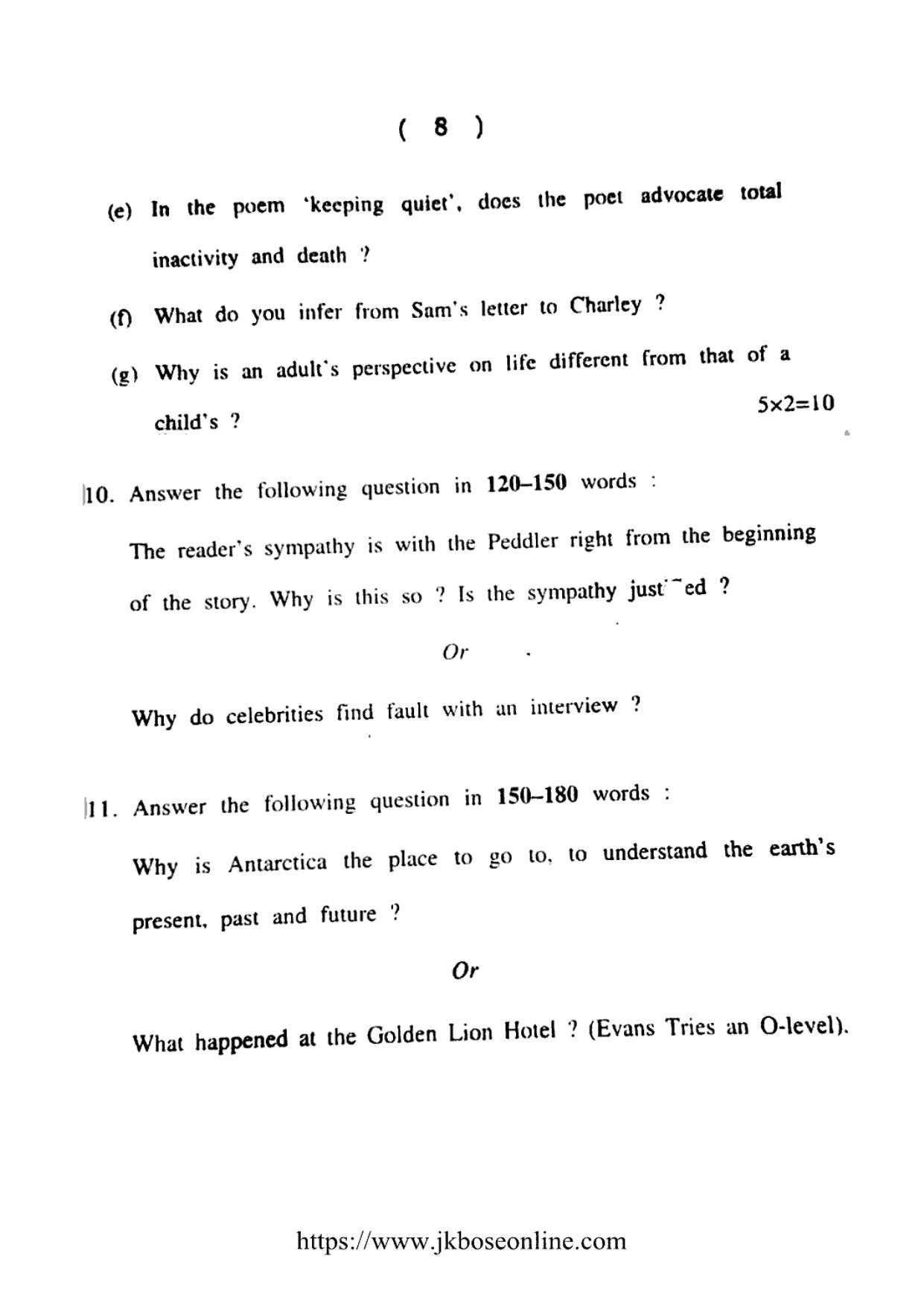 JKBOSE Class 12 English 5000-A Question Papers 2021 - Page 8