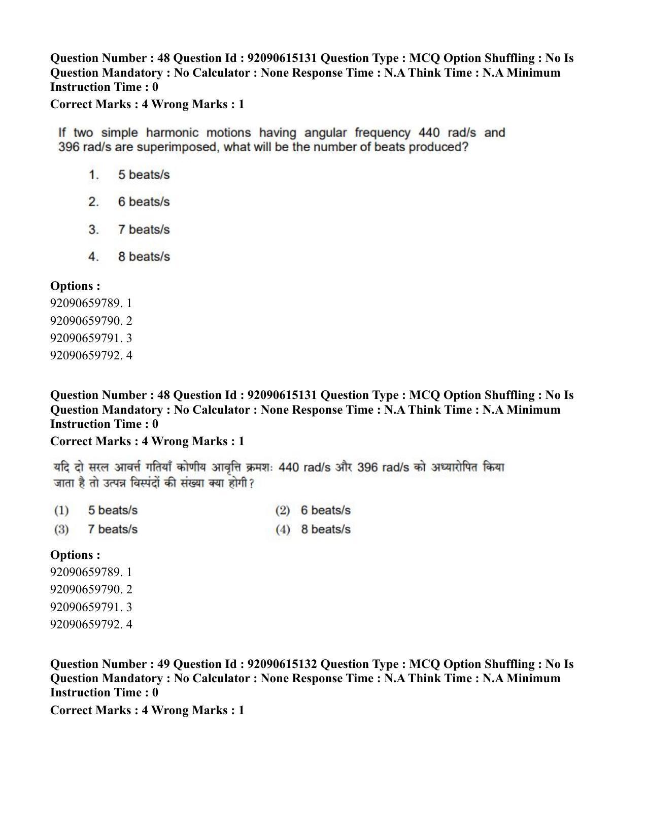 CUET PG 2023: SCQP24 – Physics(HINDI)-Shift 3 (12-06-2023) Question Paper - Page 54
