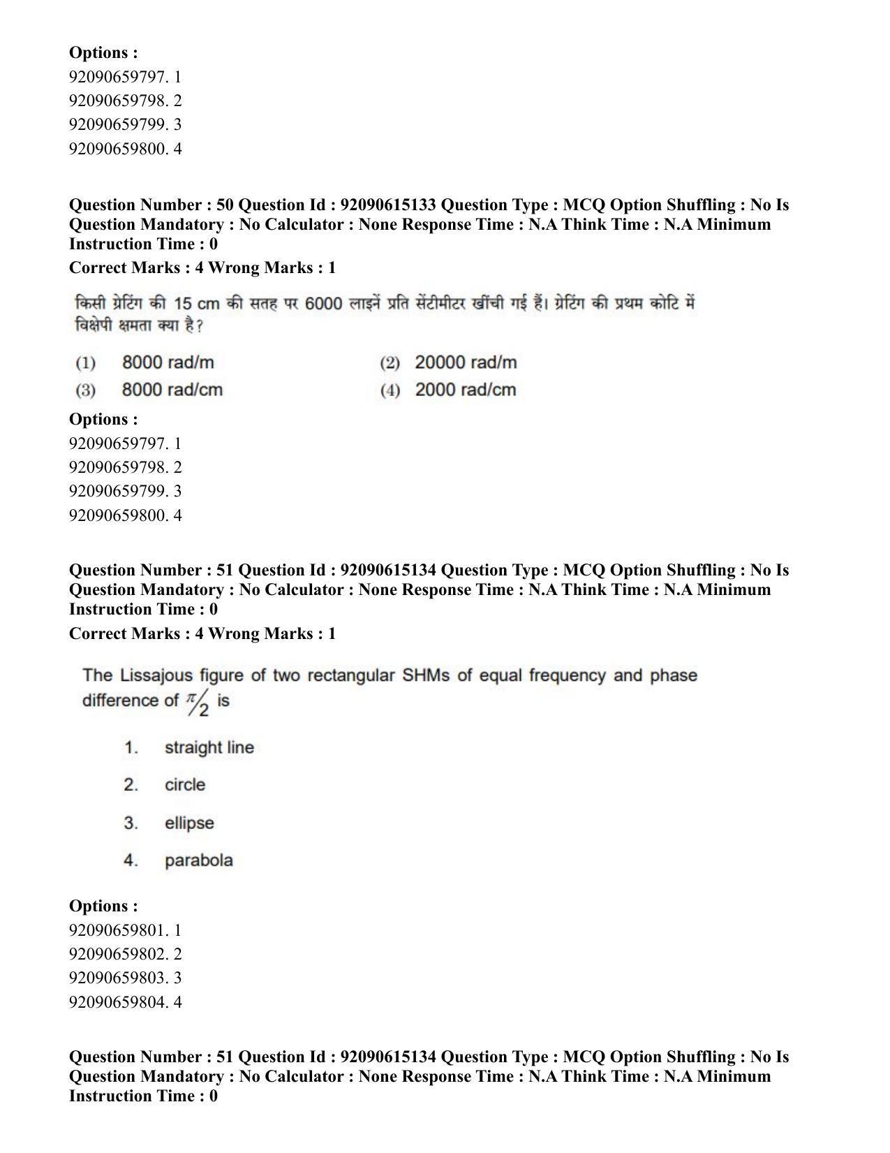 CUET PG 2023: SCQP24 – Physics(HINDI)-Shift 3 (12-06-2023) Question Paper - Page 56