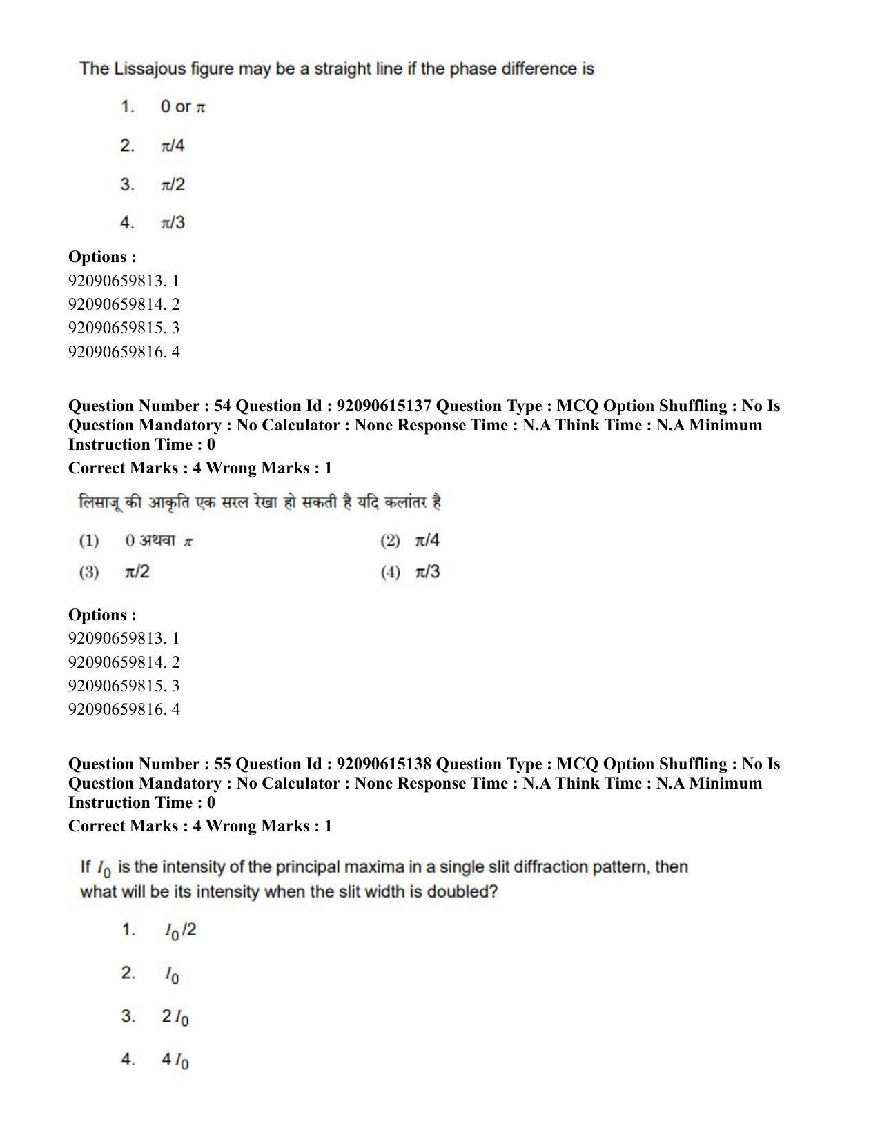 CUET PG 2023: SCQP24 – Physics(HINDI)-Shift 3 (12-06-2023) Question Paper - Page 59