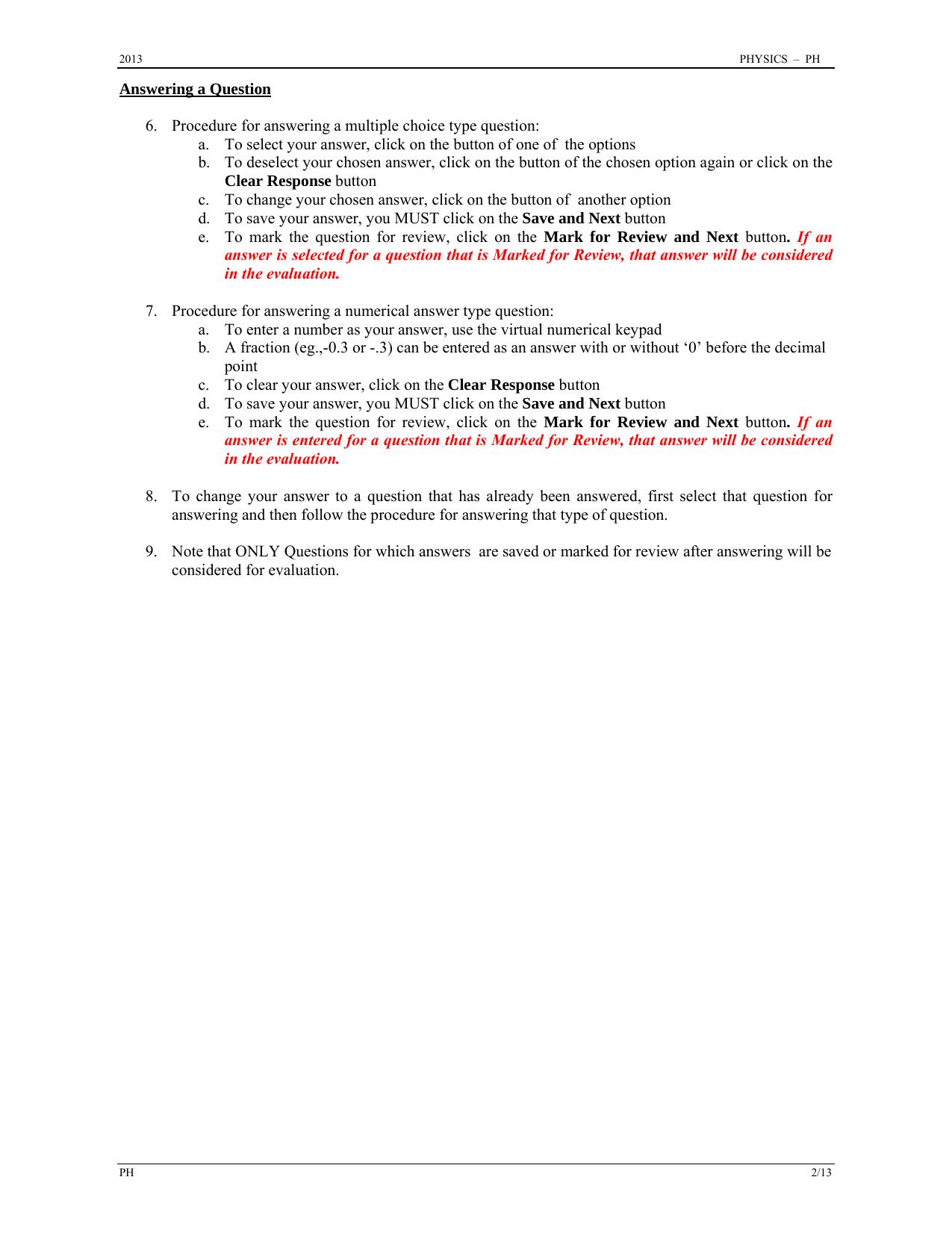 GATE 2013 Physics (PH) Question Paper with Answer Key - Page 2