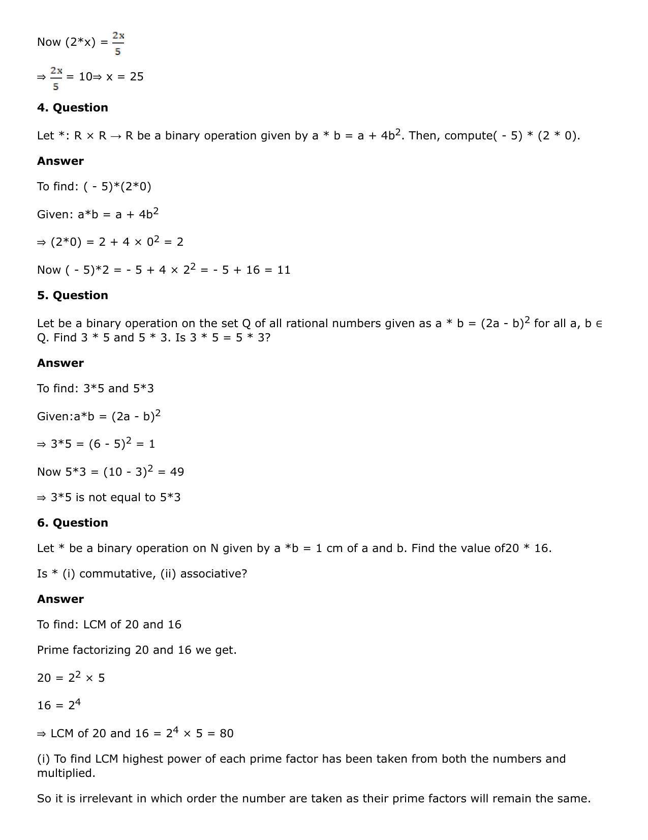 Chapter 3: Binary Operations Solutions: RS Aggarwal Class 12 Solutions  - Page 2