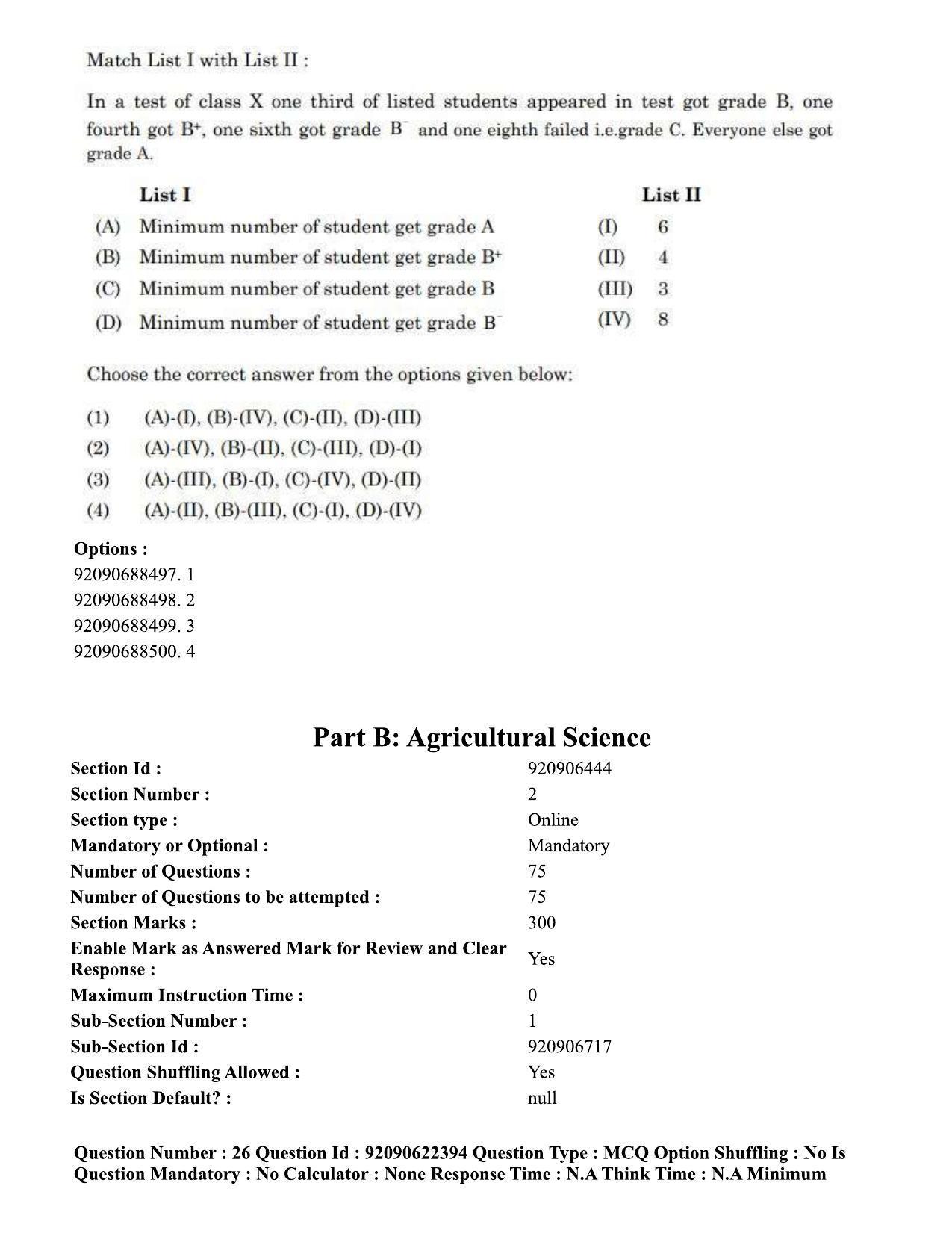 CUET PG 2023: SCQP01 – Agricultural Science Eng-Shift 2 (24-06-2023) Question Paper - Page 25