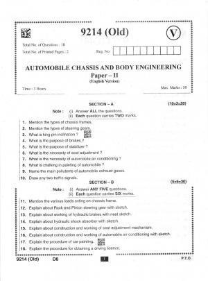 AP Intermediate 2nd Year Vocational Question Paper September-2021- Automobile_Chassis&Body_Engineering(OLD)-II